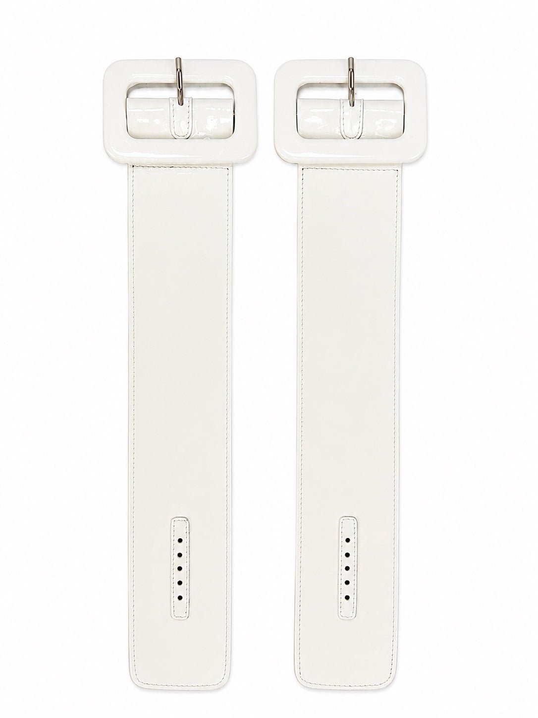 ATTICO ATTICO Patent Leather Wide Pin Buckle Anklets Cuffs Ivory Made in Italy | NIB - Vestir