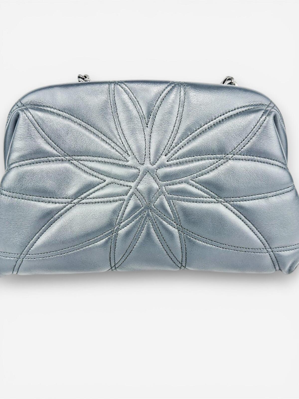 Dolce & Gabbana Devotion Quilted Leather Chain Shoulder Bag Heart Logo Gray