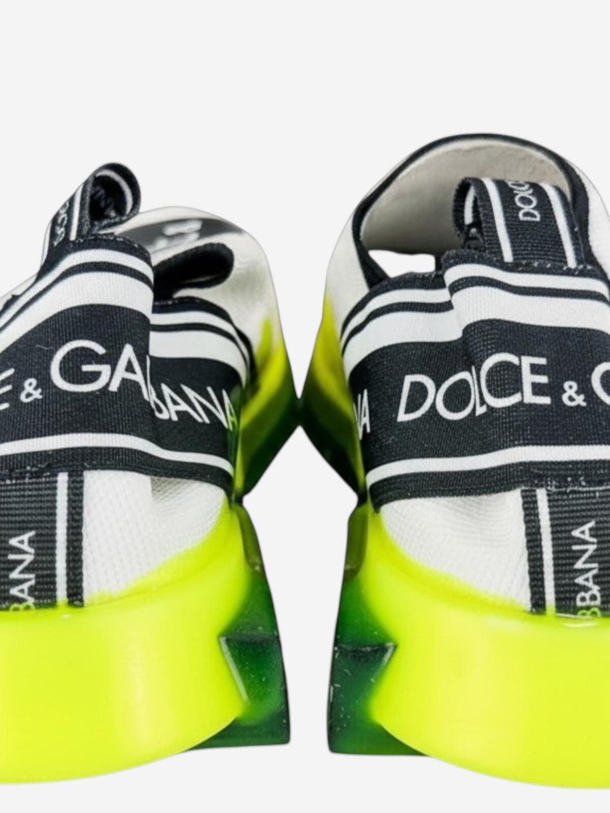 Dolce & Gabbana Sorrento Logo Slip-On Sneaker White Neon Green EU 41 NWT