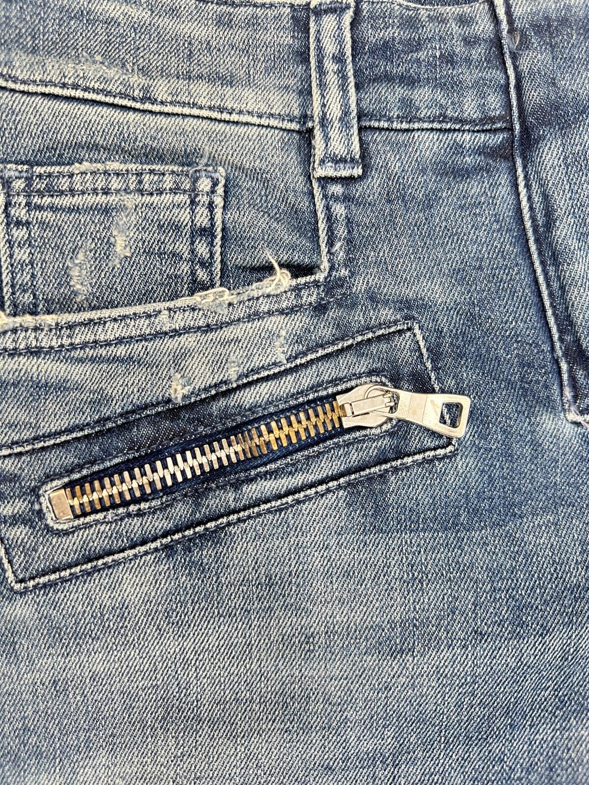 Balmain Balmain Paris Biker Skinny Jean Blue Denim Ankle Zip Moto IT 38 US 6 | NWT - Vestir