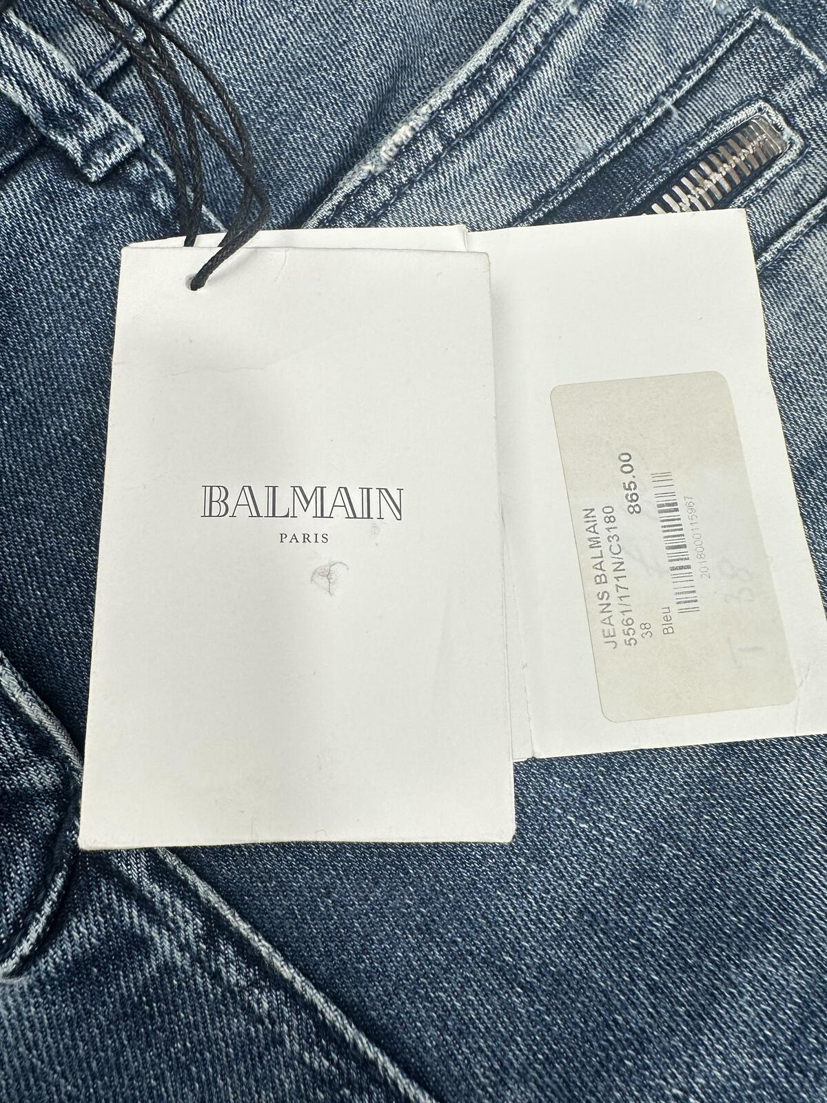 Balmain Balmain Paris Biker Skinny Jean Blue Denim Ankle Zip Moto IT 38 US 6 | NWT - Vestir