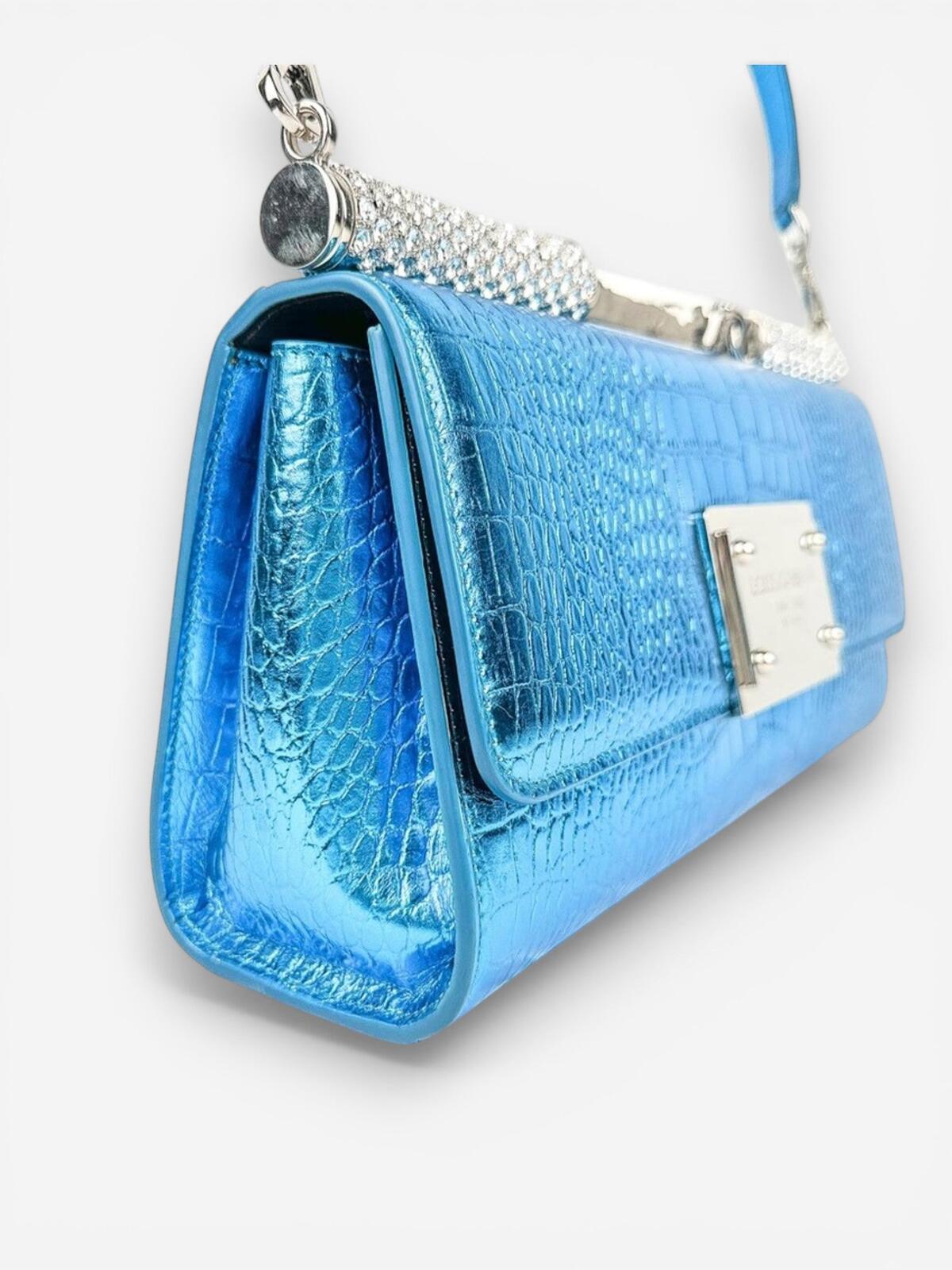 Dolce & Gabbana Sicily Rare Limited Edition Metallic Croc Light Blue | NWT
