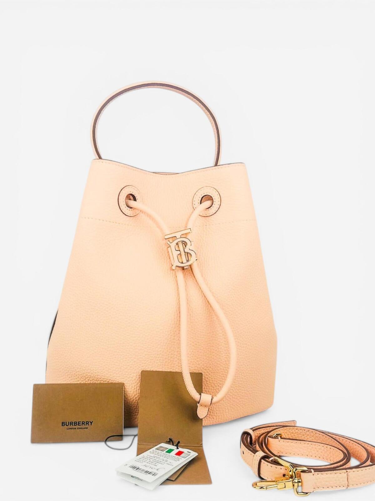 Burberry TB Bucket Bag Peach Pink | Grainy Leather | Gold Hardware | NWT