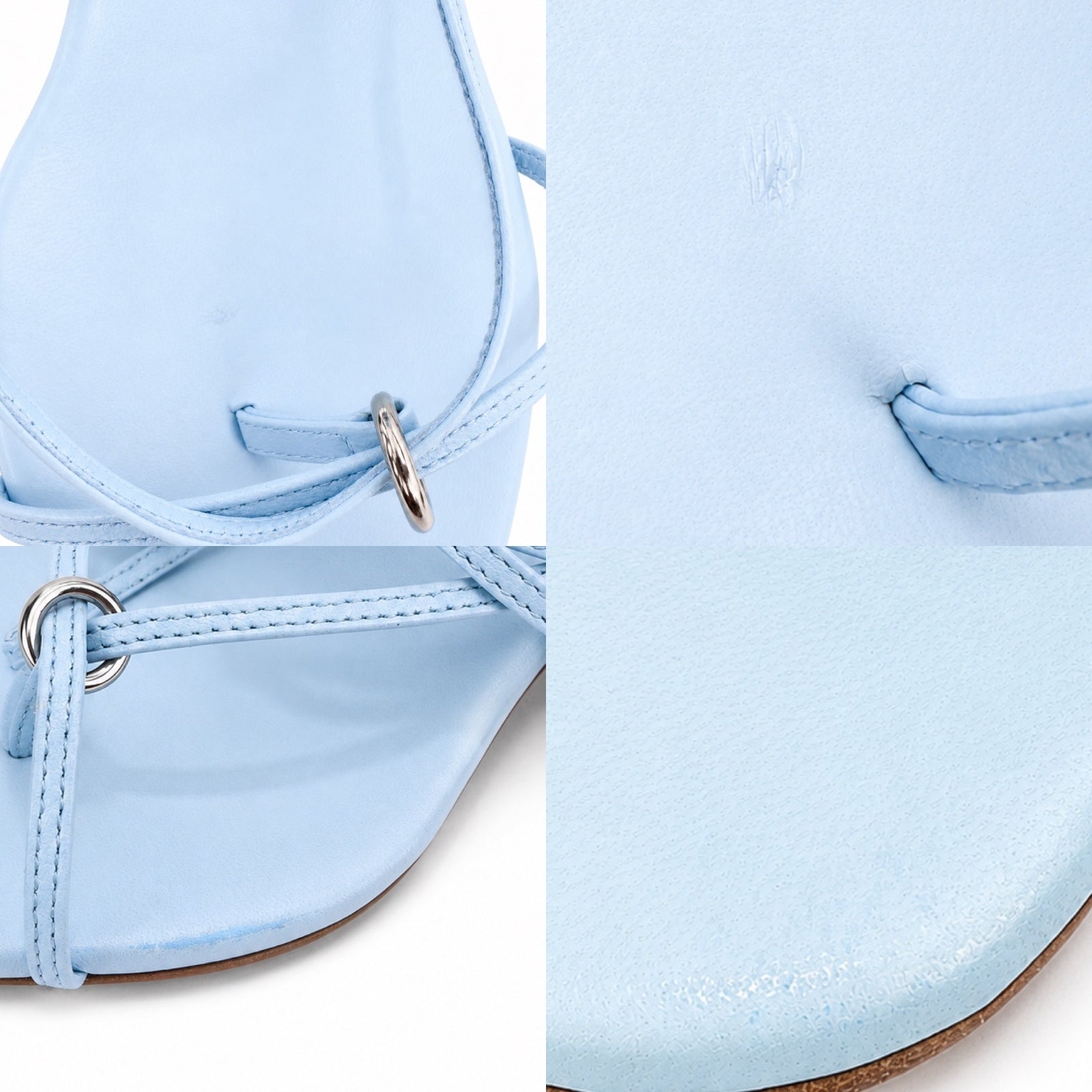 KHAITE Marion Leather Strappy Sandals Baby Blue EU 36.5 US 6.5 | NIB