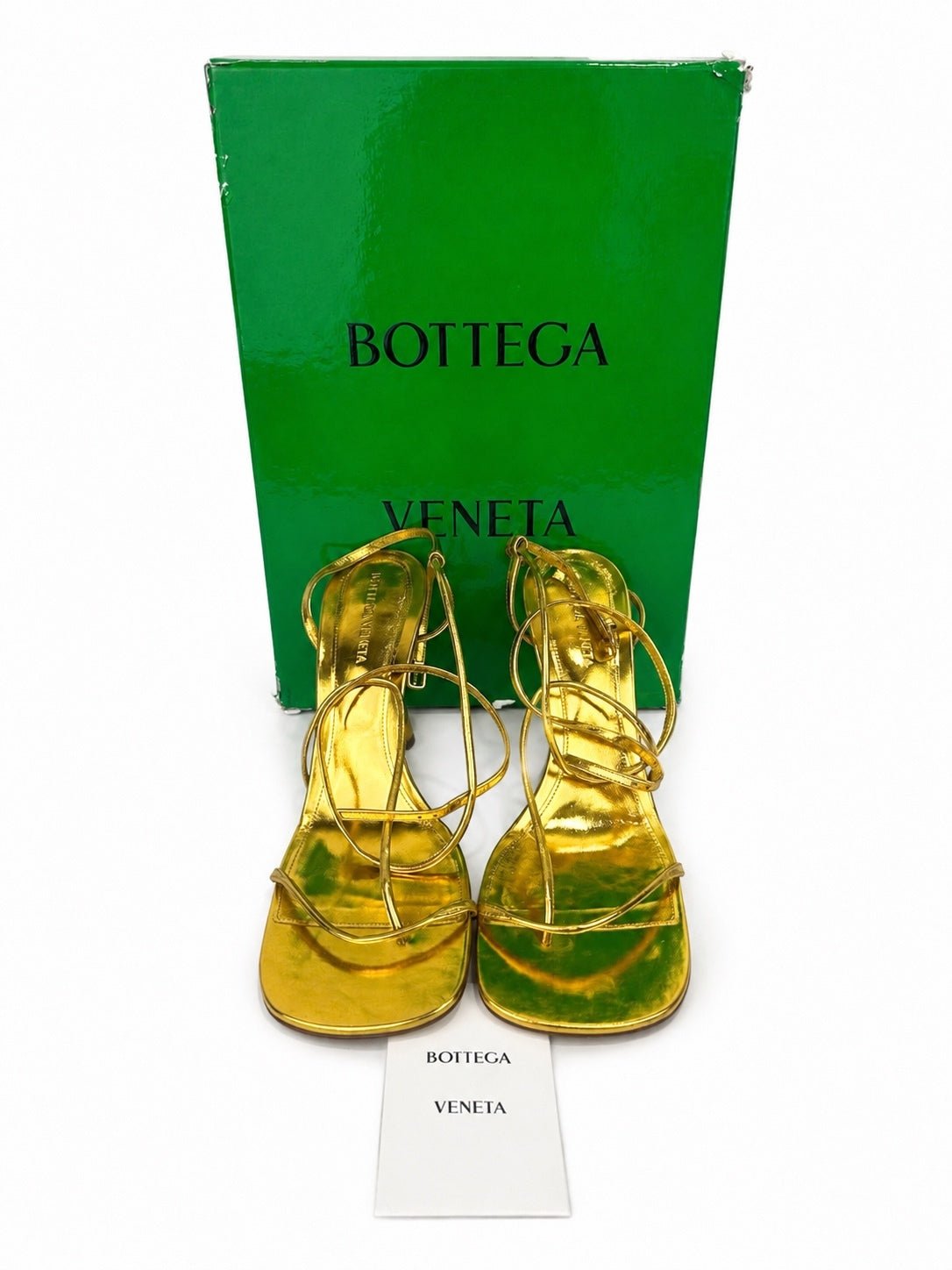 Bottega Veneta Bottega Veneta Metallic Gold Leather Strappy Sandals EU 40 | NIB - Vestir