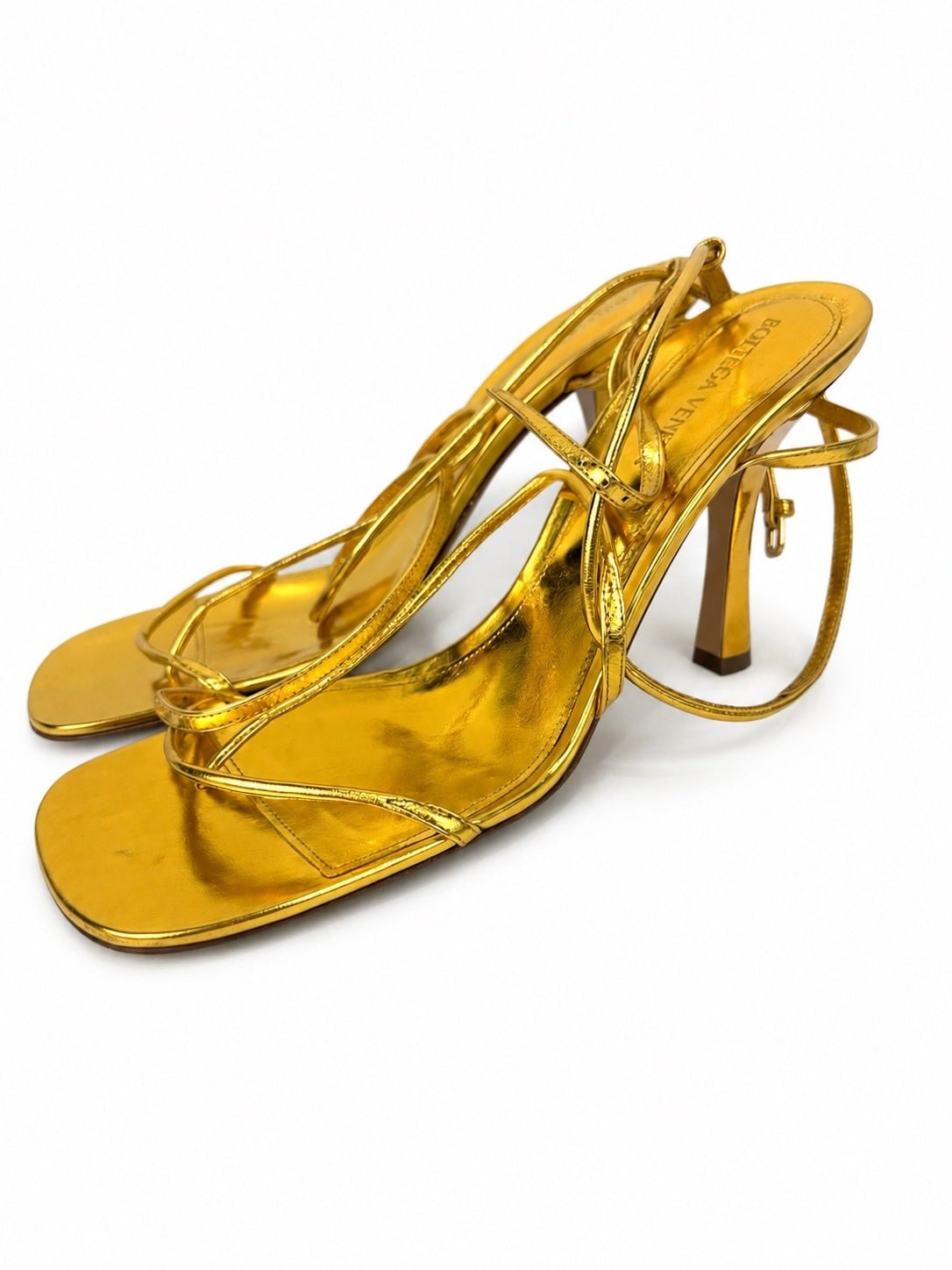 Bottega Veneta Bottega Veneta Metallic Gold Leather Strappy Sandals EU 40 | NIB - Vestir