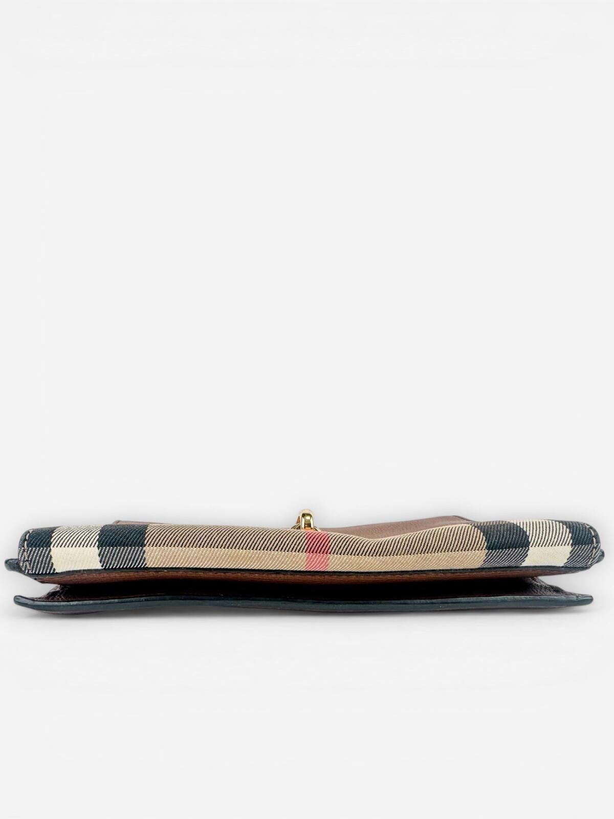 Burberry Burberry Macken House Check Canvas Tan Leather Crossbody | Very Good - Vestir
