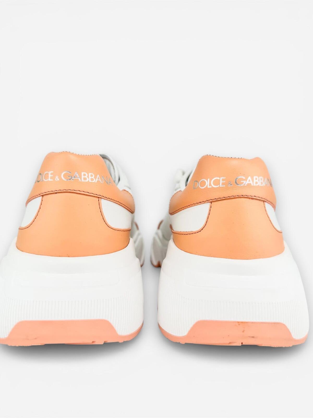 Dolce & Gabbana Daymaster White Peach Leather Sneaker EU 40 US 9 | New