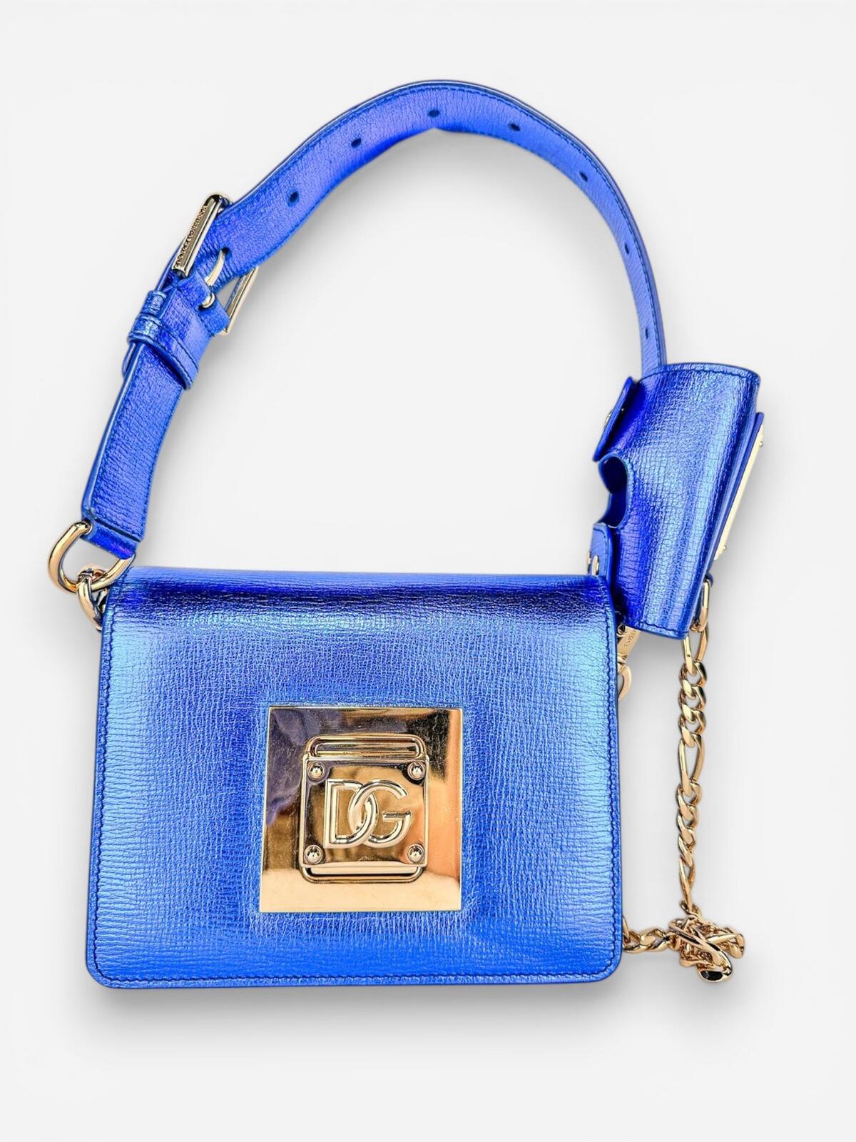 Dolce & Gabbana Bella Metallic Foiled Leather Shoulder Crossbody Bag Rare | NWT