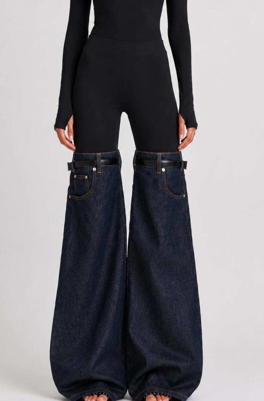 Coperni Coperni Hybrid Denim Flare Trousers Dark Indigo IT 42 US 6 | NWT - Vestir