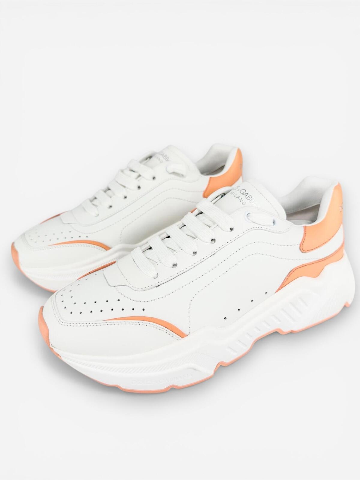 Dolce & Gabbana Daymaster White Peach Leather Sneaker EU 40 US 9 | New