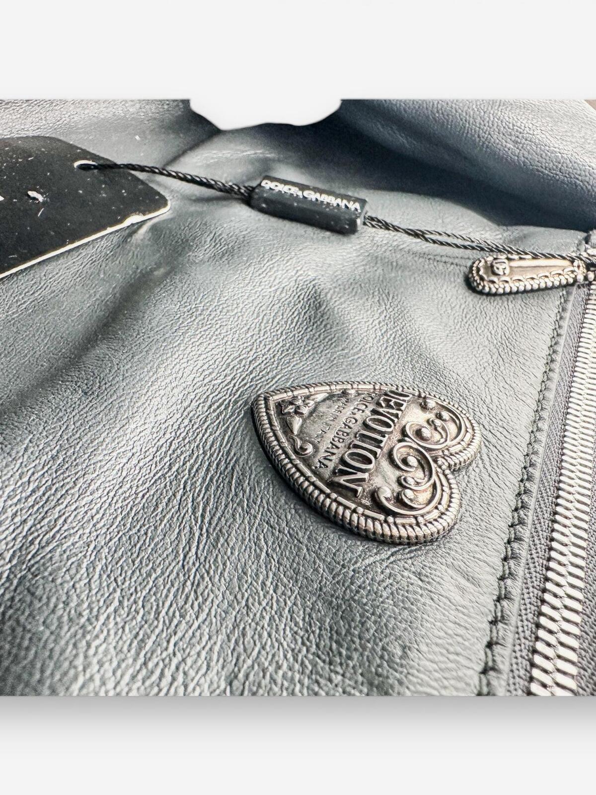 Dolce & Gabbana Devotion Quilted Leather Chain Shoulder Bag Heart Logo Gray