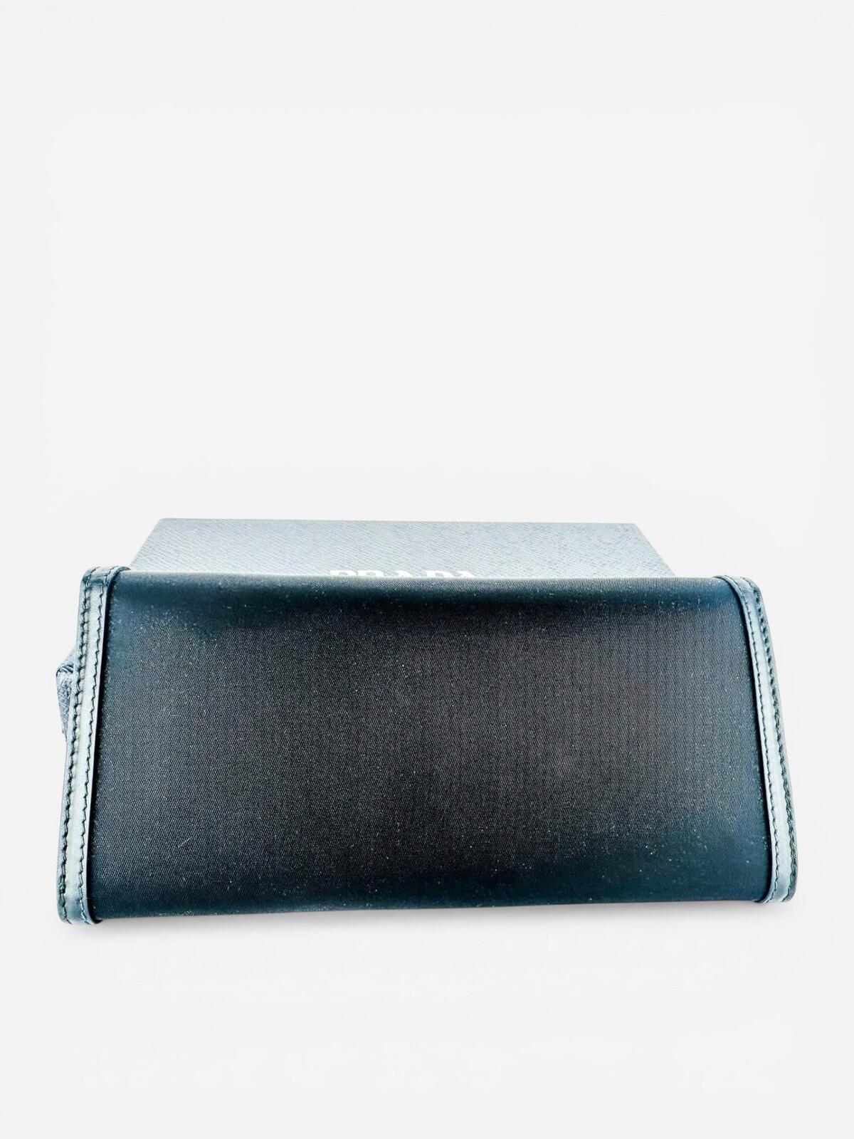 Prada Pattina Bow Wallet Black Tessuto Nylon & Leather | New w/ Box