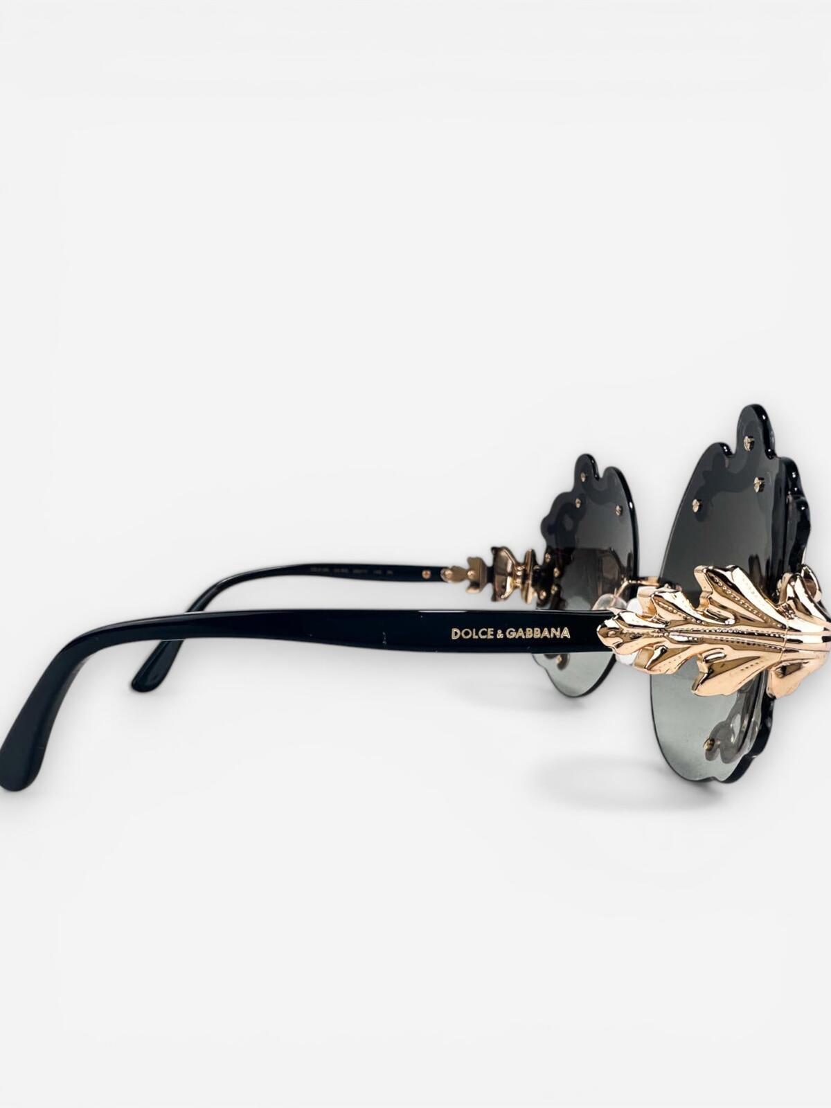 Dolce & Gabbana Dolce & Gabbana DG2195 Rimless Baroque Gold Black Sunglasses | NWT Rare - Vestir
