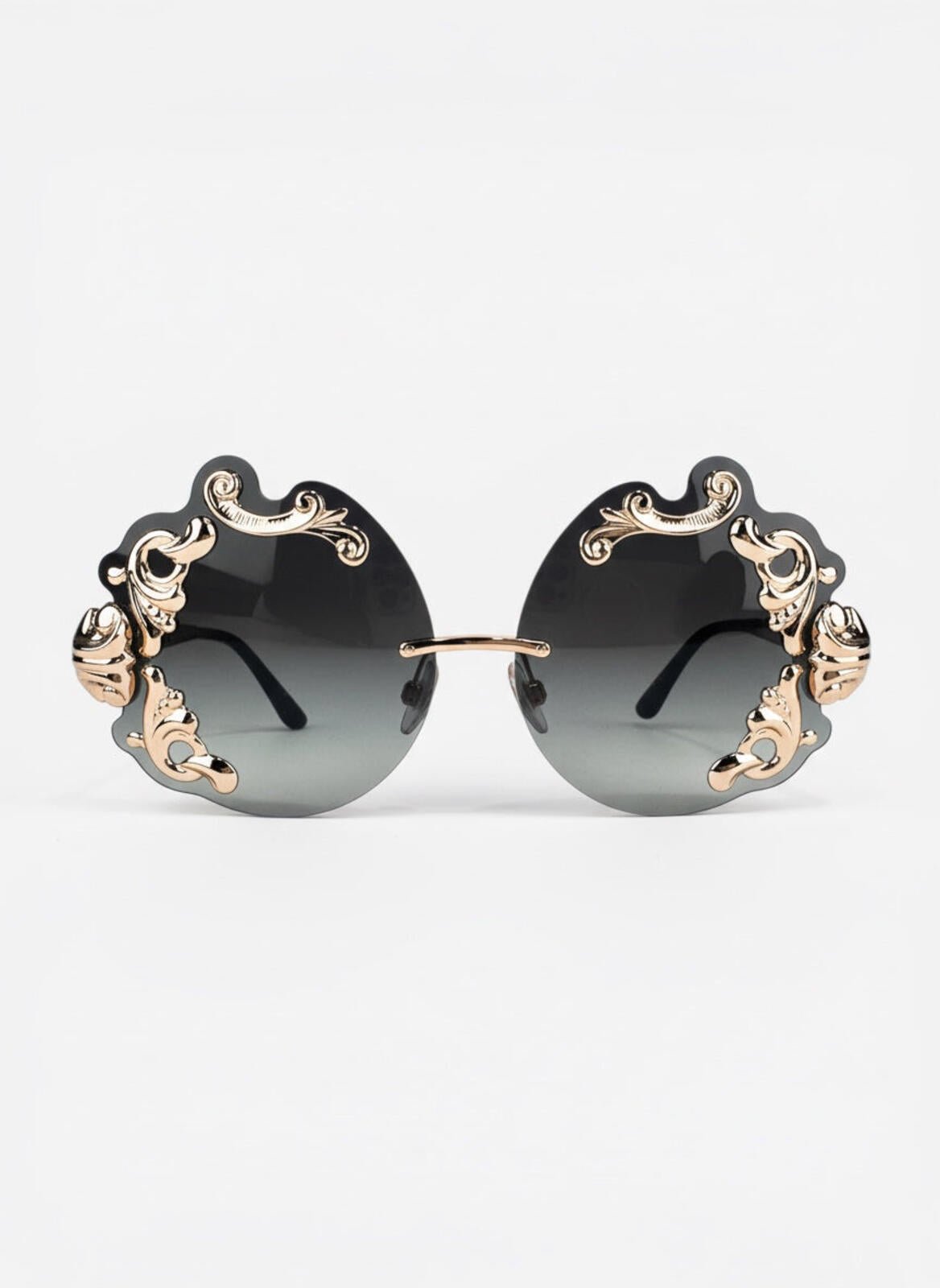 Dolce & Gabbana Dolce & Gabbana DG2195 Rimless Baroque Gold Black Sunglasses | NWT Rare - Vestir