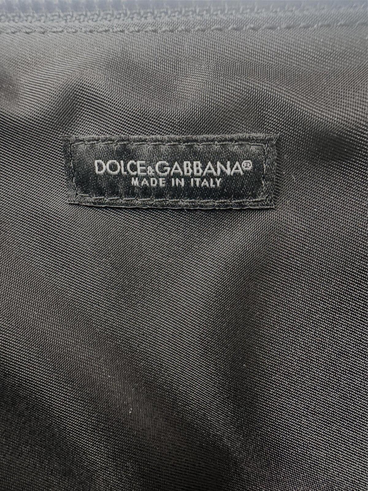 Dolce & Gabbana Dolce & Gabbana DGFamily Black Calfskin Zip Pouch Face Appliqué Studs NWT - Vestir