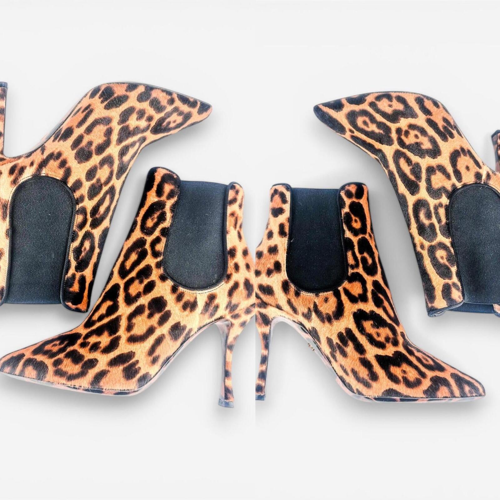 Dolce & Gabbana Dolce & Gabbana Leopard Calf Hair Stiletto Ankle Boot EU 36.5 US 6|NIB - Vestir