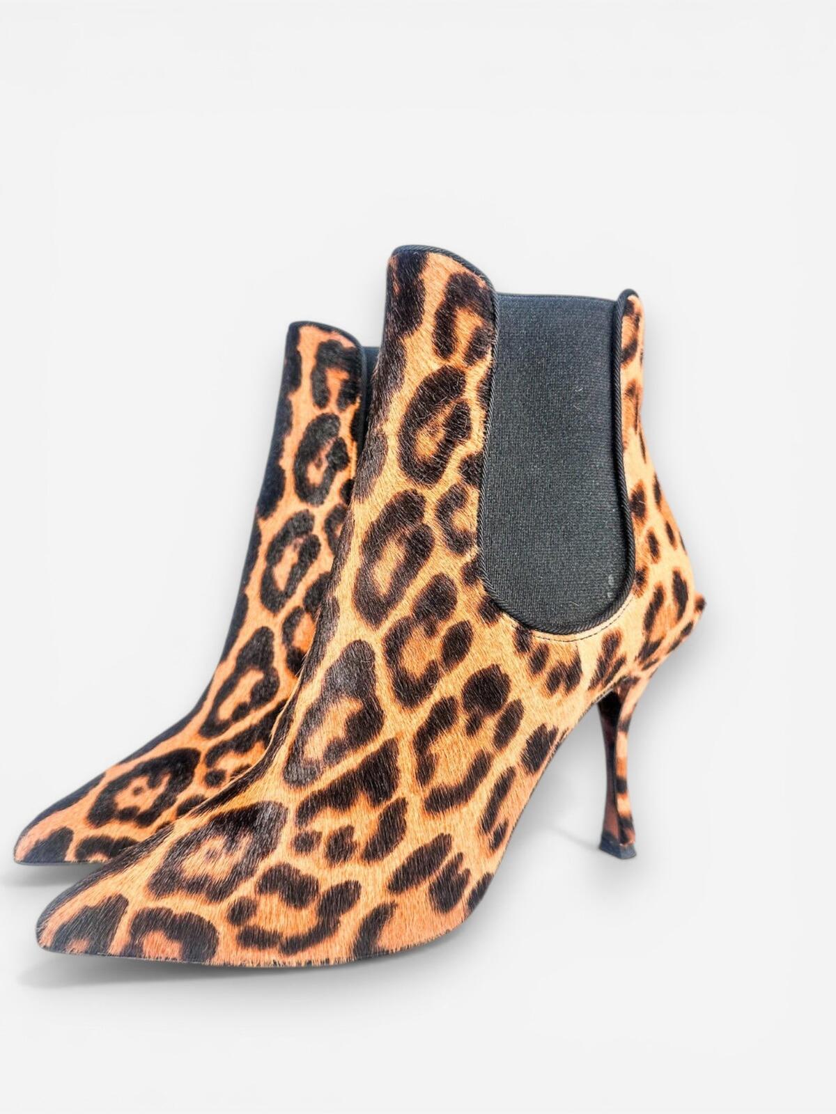 Dolce & Gabbana Dolce & Gabbana Leopard Calf Hair Stiletto Ankle Boot EU 36.5 US 6|NIB - Vestir
