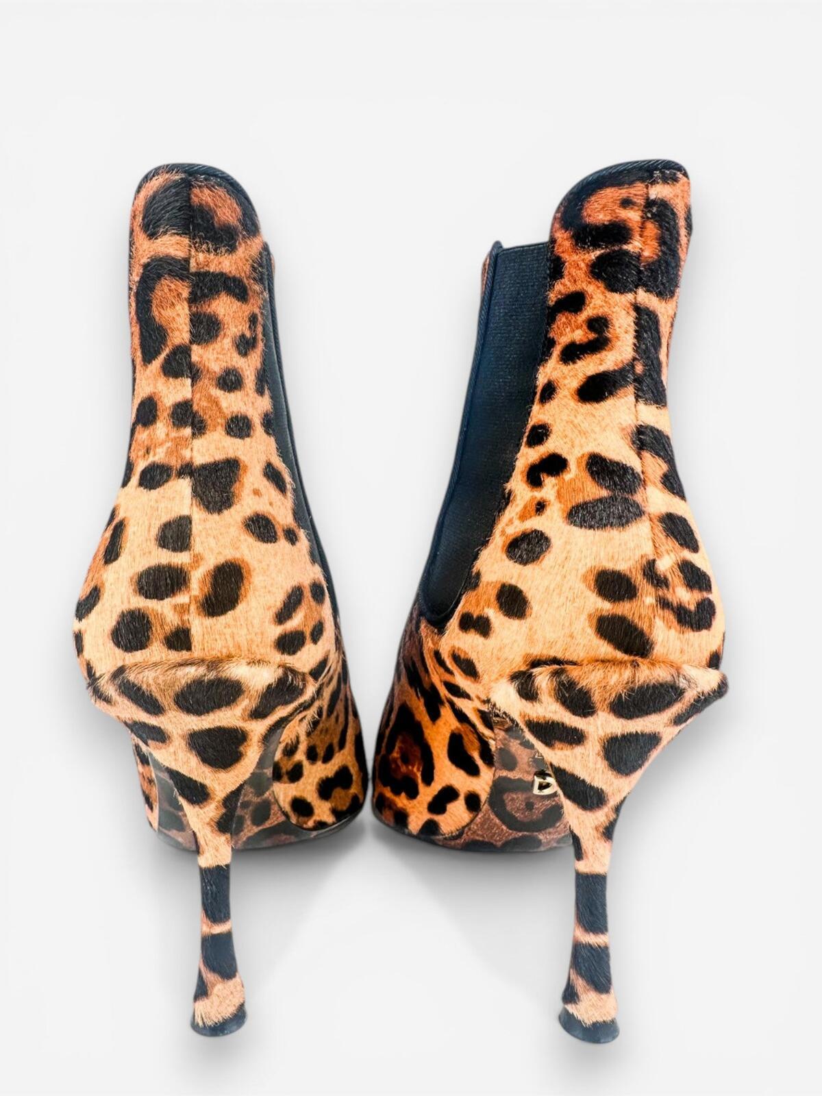 Dolce & Gabbana Dolce & Gabbana Leopard Calf Hair Stiletto Ankle Boot EU 39.5 US 9 | NIB - Vestir