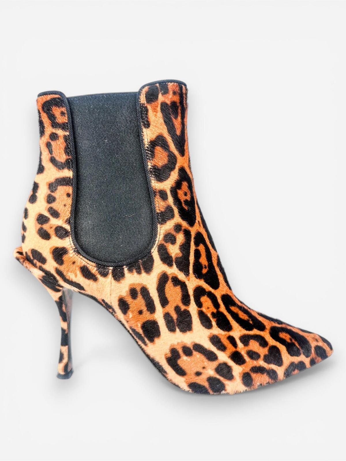 Dolce & Gabbana Dolce & Gabbana Leopard Calf Hair Stiletto Ankle Boot EU 39.5 US 9 | NIB - Vestir
