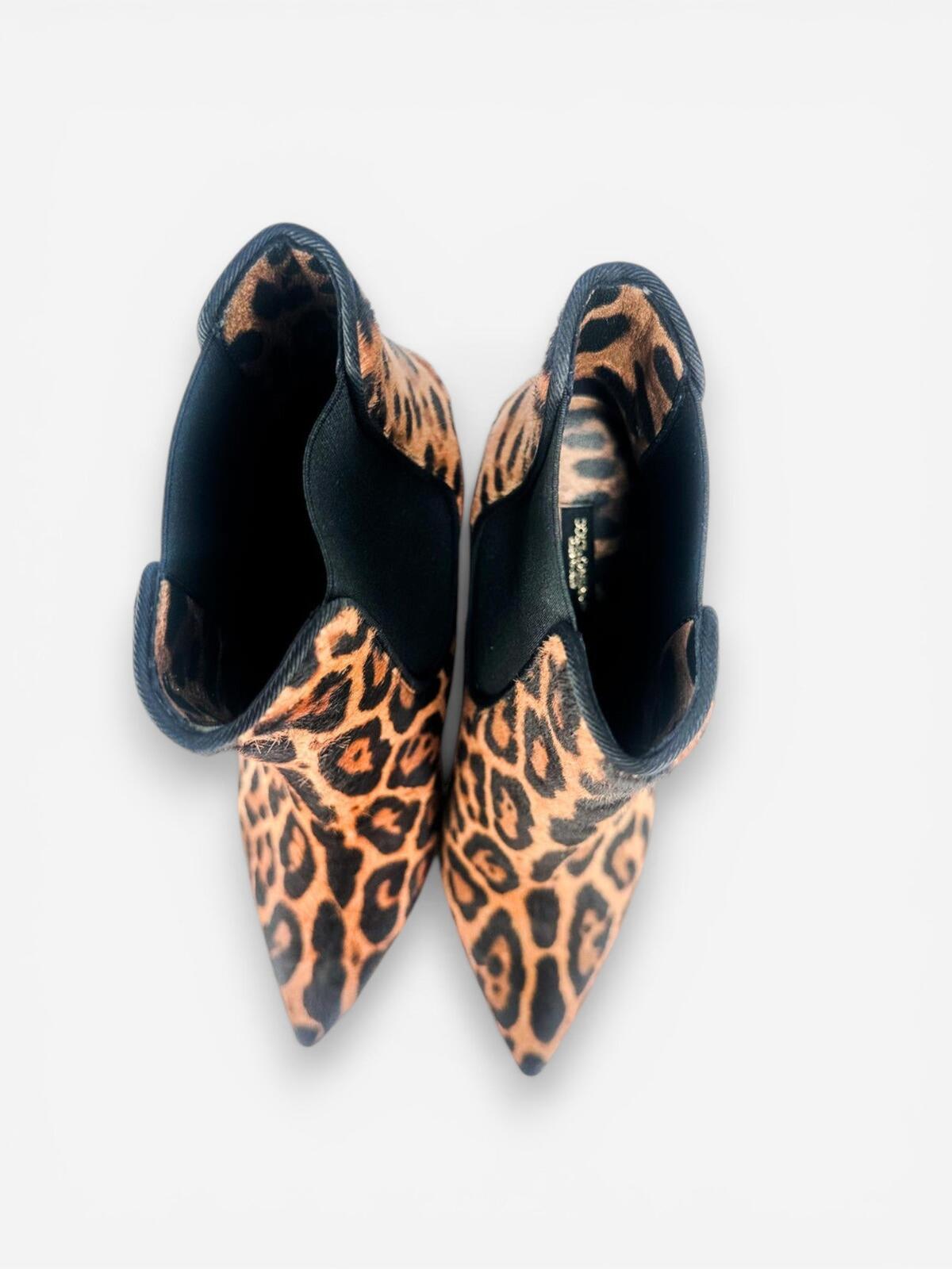 Dolce & Gabbana Dolce & Gabbana Leopard Calf Hair Stiletto Ankle Boot EU 39.5 US 9 | NIB - Vestir