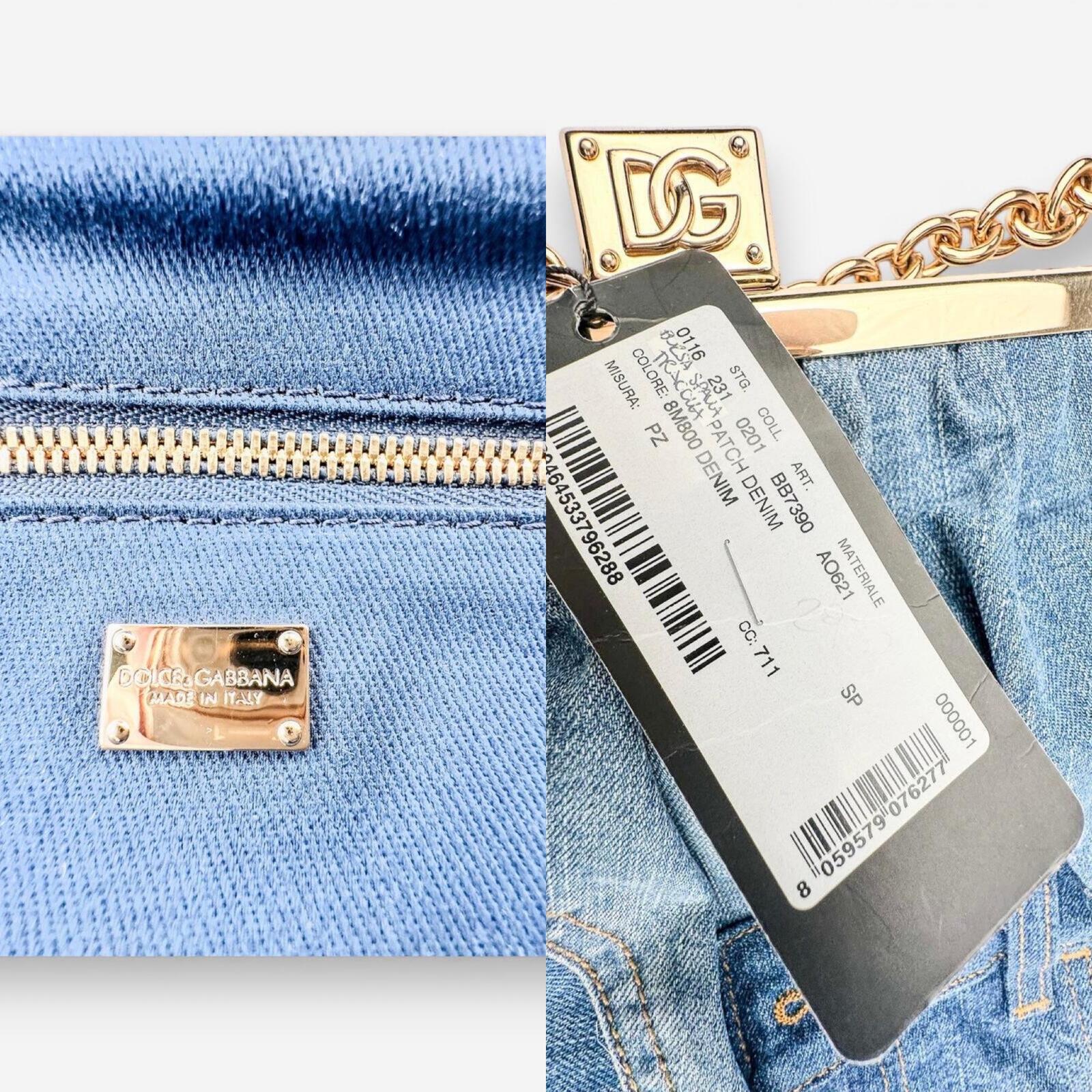 Dolce & Gabbana Dolce & Gabbana Patchwork Denim Frame Bag Gold Chain | Rare Collector NWT - Vestir