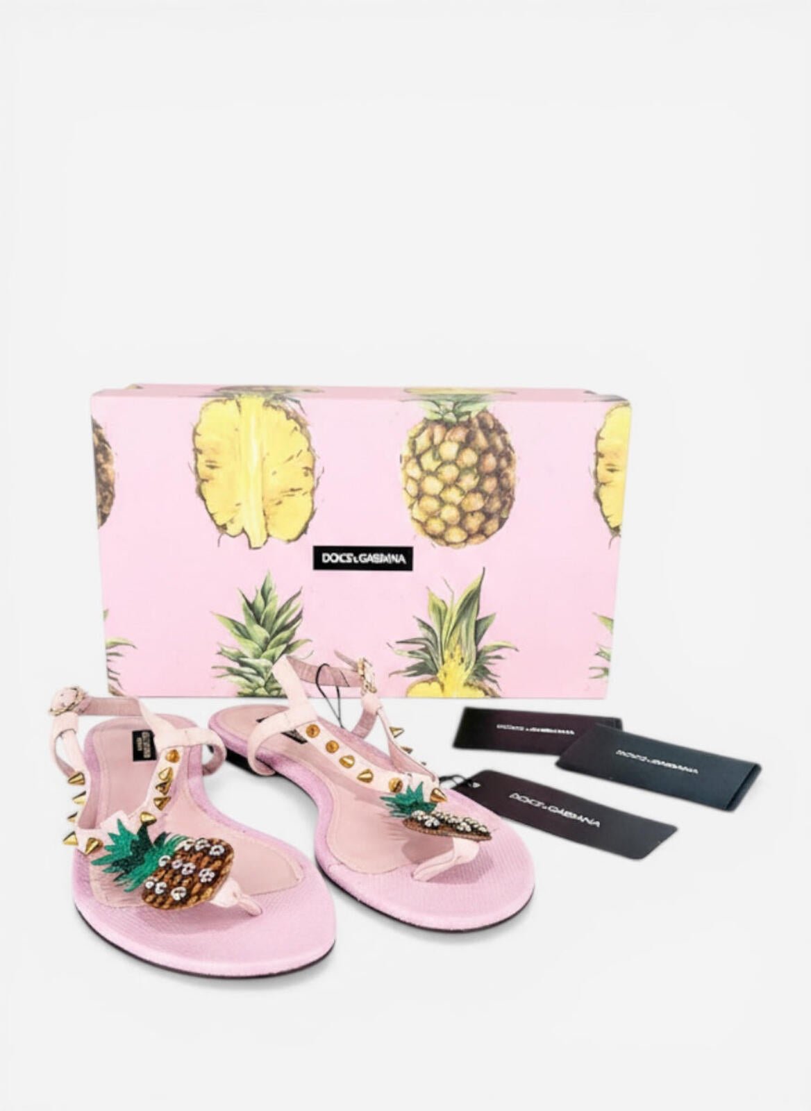 Dolce & Gabbana Dolce & Gabbana Pineapple Collection Pink Leather Sandal EU 40 US 9 NWT - Vestir