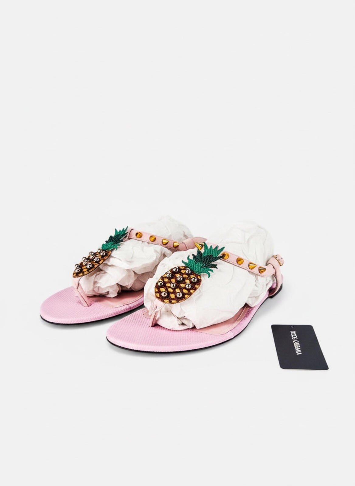 Dolce & Gabbana Dolce & Gabbana Pineapple Collection Pink Leather Sandal EU 40 US 9 NWT - Vestir