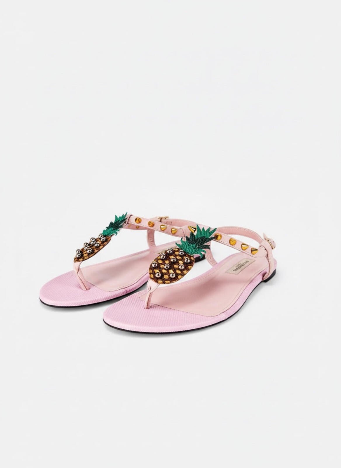 Dolce & Gabbana Dolce & Gabbana Pineapple Collection Pink Leather Sandal EU 40 US 9 NWT - Vestir