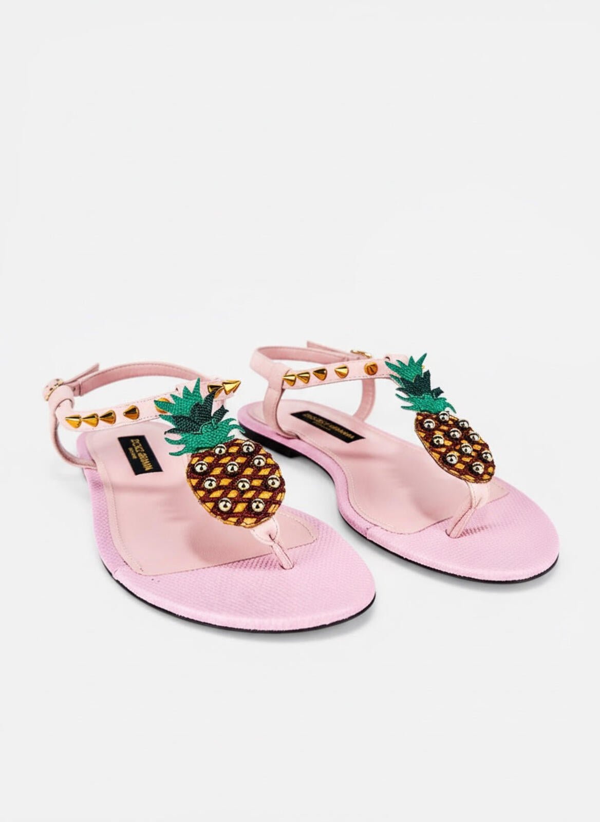 Dolce & Gabbana Dolce & Gabbana Pineapple Collection Pink Leather Sandal EU 40 US 9 NWT - Vestir