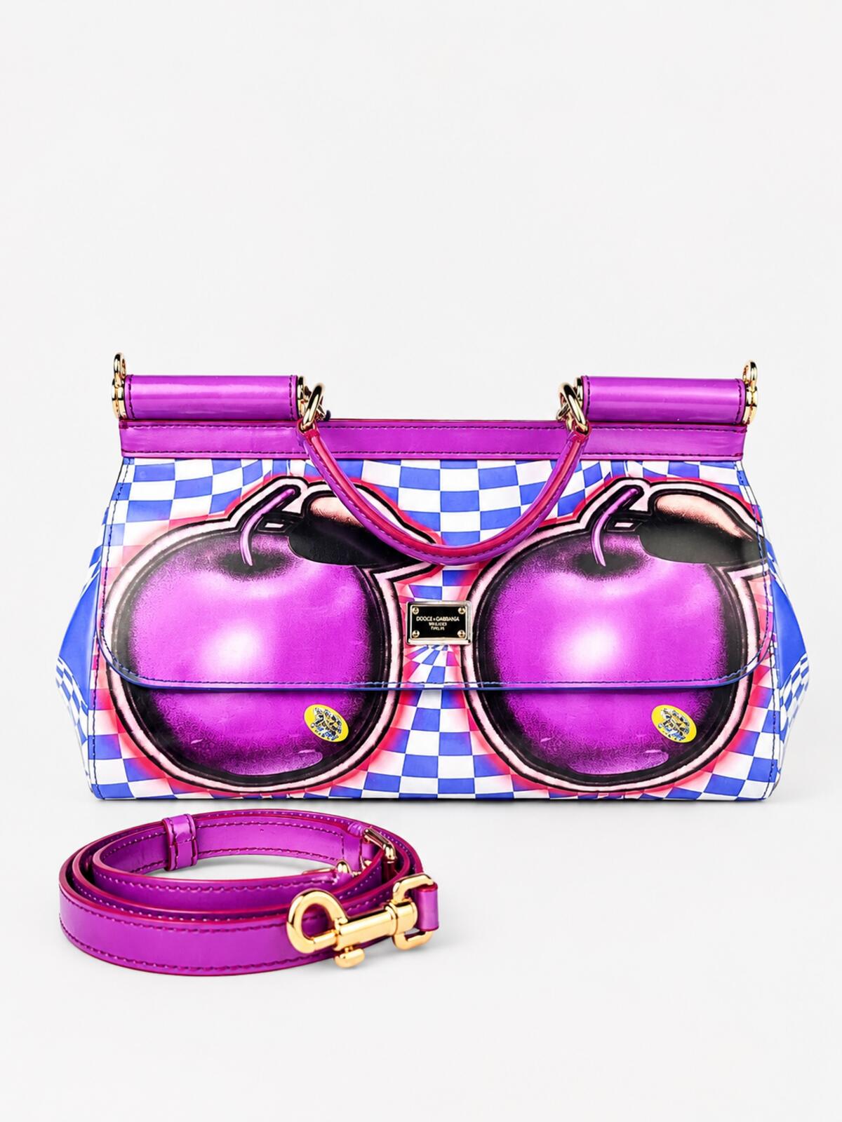 Dolce & Gabbana Dolce & Gabbana Sicily Cherry Pop Art Leather Bag Gold Hardware | NWT Rare - Vestir