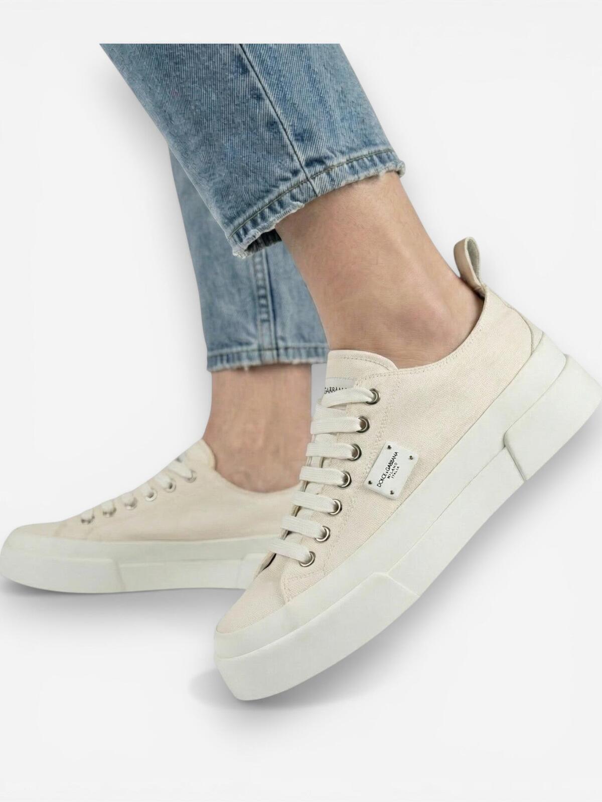 Dolce & Gabbana Dolce & Gabbana White Canvas Platform Low-Top Sneaker EU 40 US 9 | NIB - Vestir