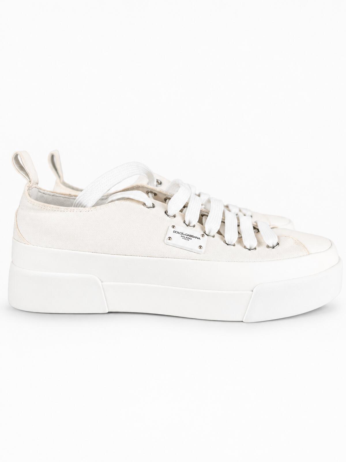 Dolce & Gabbana Dolce & Gabbana White Canvas Platform Low-Top Sneaker EU 40 US 9 | NIB - Vestir