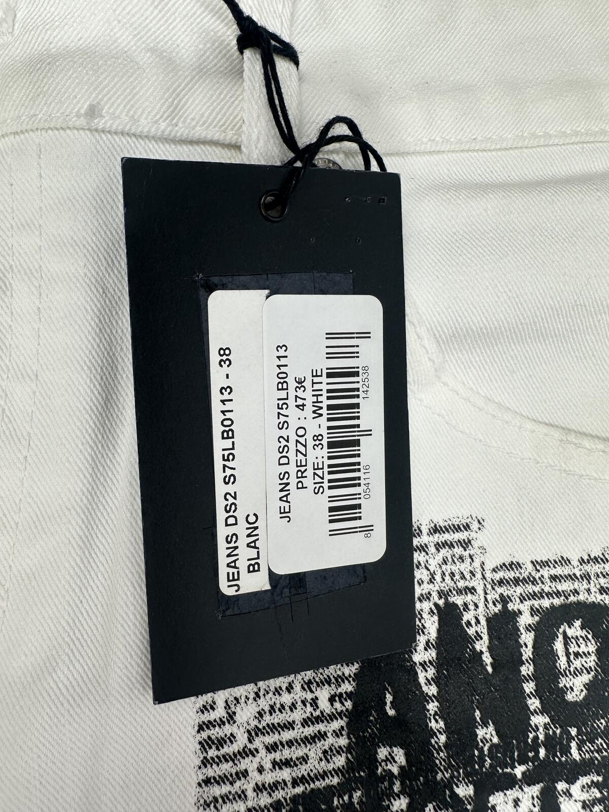Dsquared2 Dsquared2 Cool Girl Cropped Jeans White Graphic Print IT 38 W32 NWT - Vestir