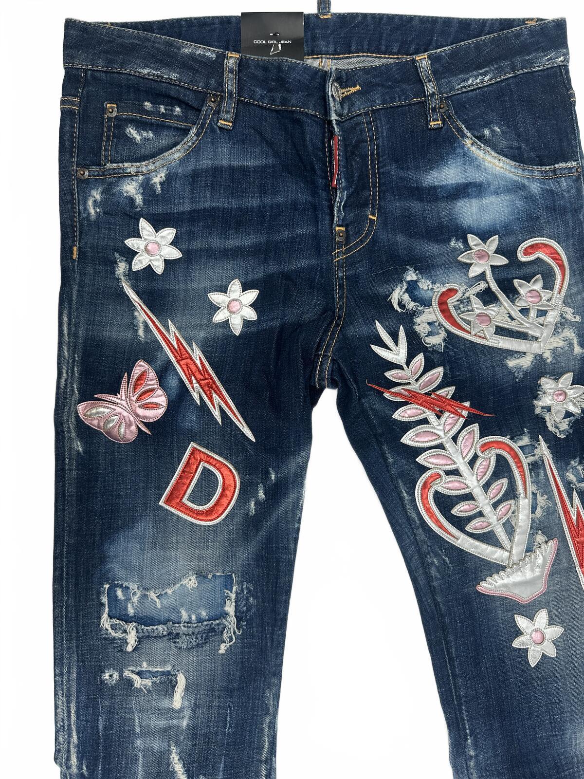 Dsquared2 Dsquared2 Cool Girl Jean Embroidered Appliqué Distressed IT38 NWT S72LA0960 - Vestir