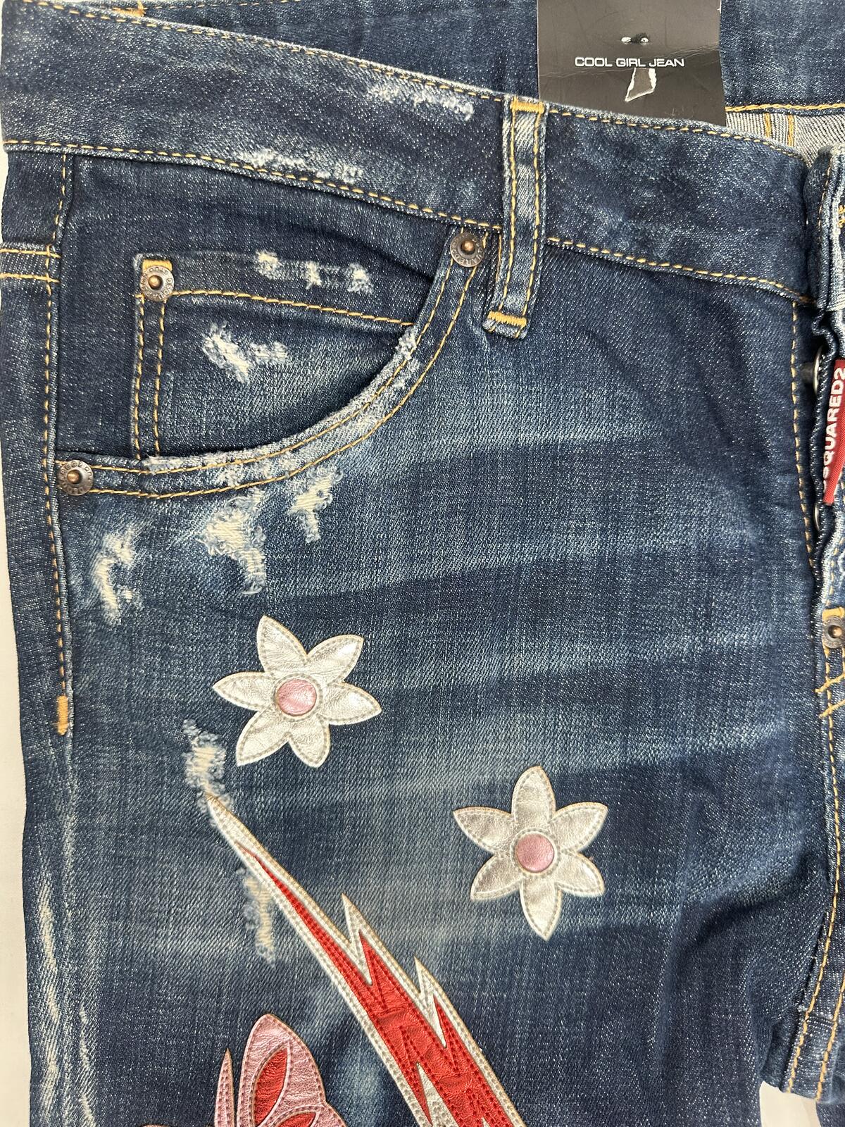 Dsquared2 Dsquared2 Cool Girl Jean Embroidered Appliqué Distressed IT38 NWT S72LA0960 - Vestir
