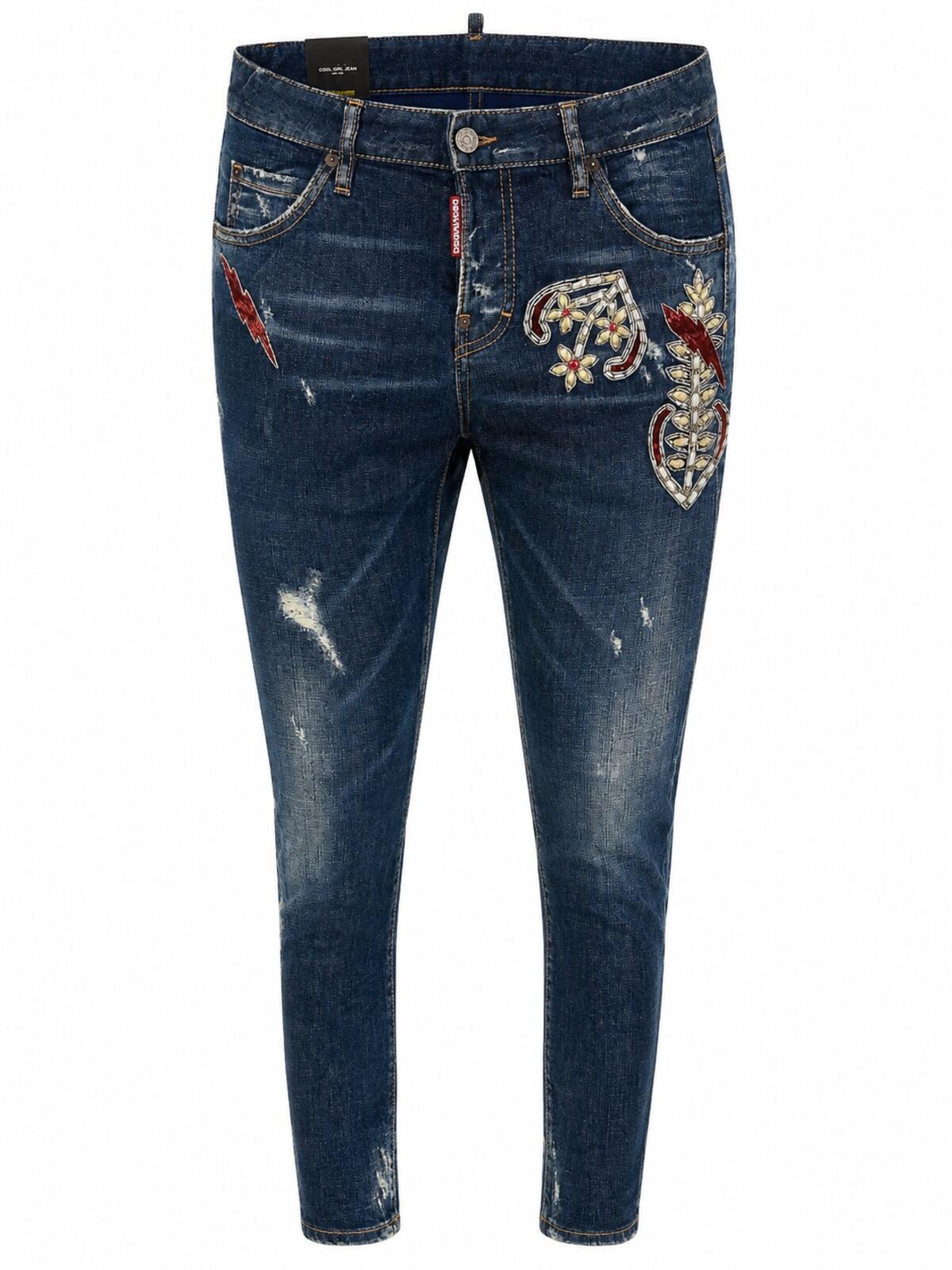 Dsquared2 Dsquared2 Cool Girl Jean Embroidered Lightning Bolt Distressed IT38 NWT S72LA0964 - Vestir