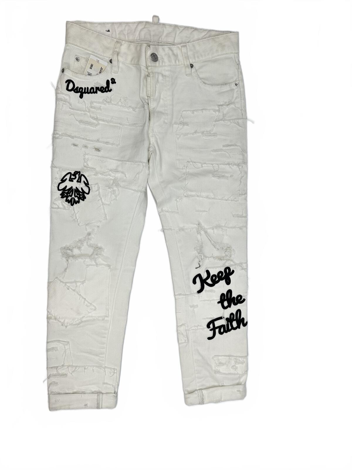 Dsquared2 Dsquared2 Cool Girl White Distressed Keep The Faith Jeans IT 38 | NWT - Vestir