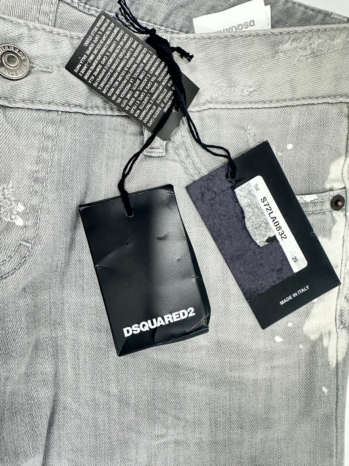 Dsquared2 Dsquared2 Hawaiian Grunge Men’s Skinny Jean Grey Paint Splatter IT 42 | NWT - Vestir