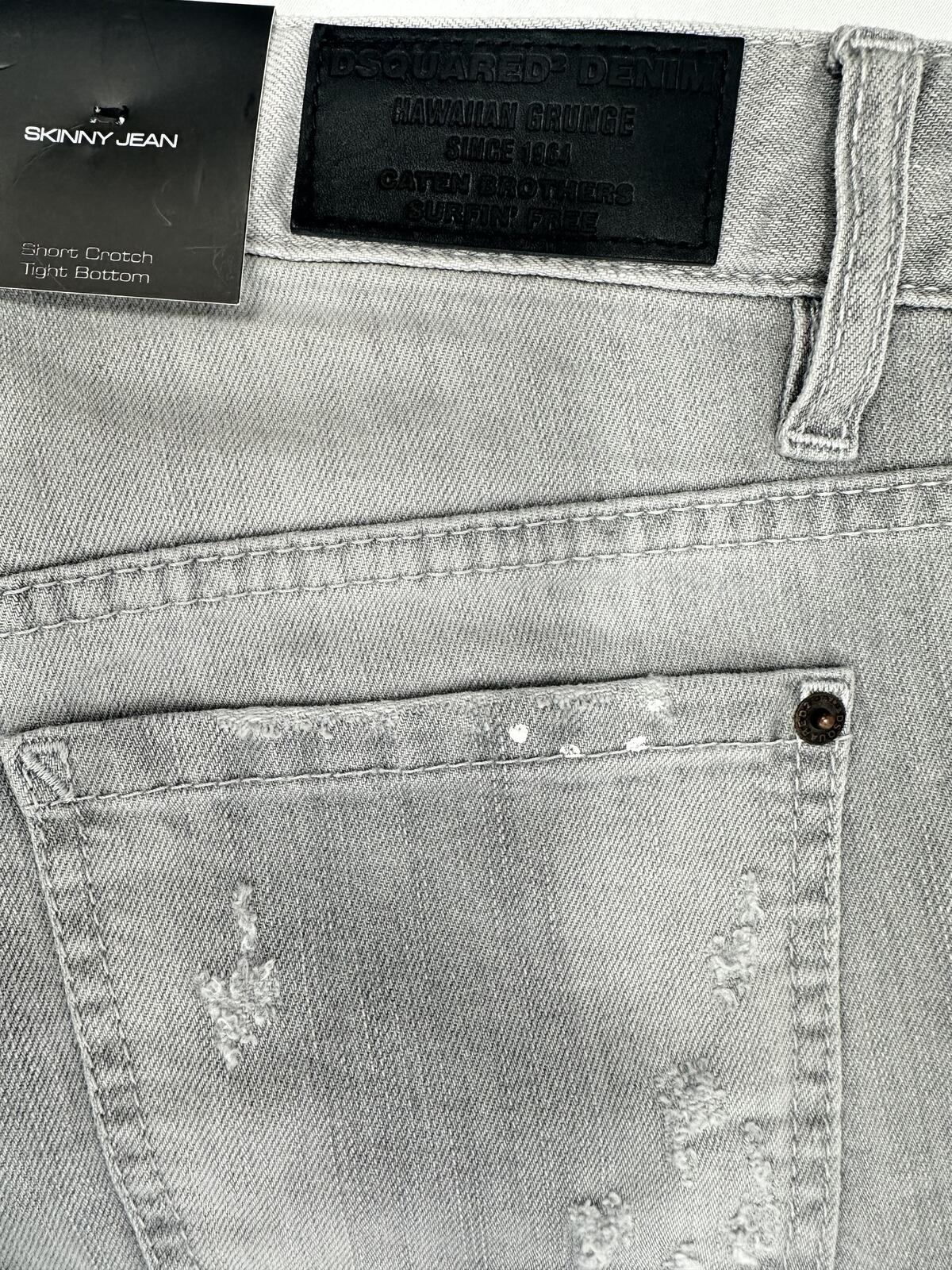Dsquared2 Dsquared2 Hawaiian Grunge Men’s Skinny Jean Grey Paint Splatter IT 42 | NWT - Vestir