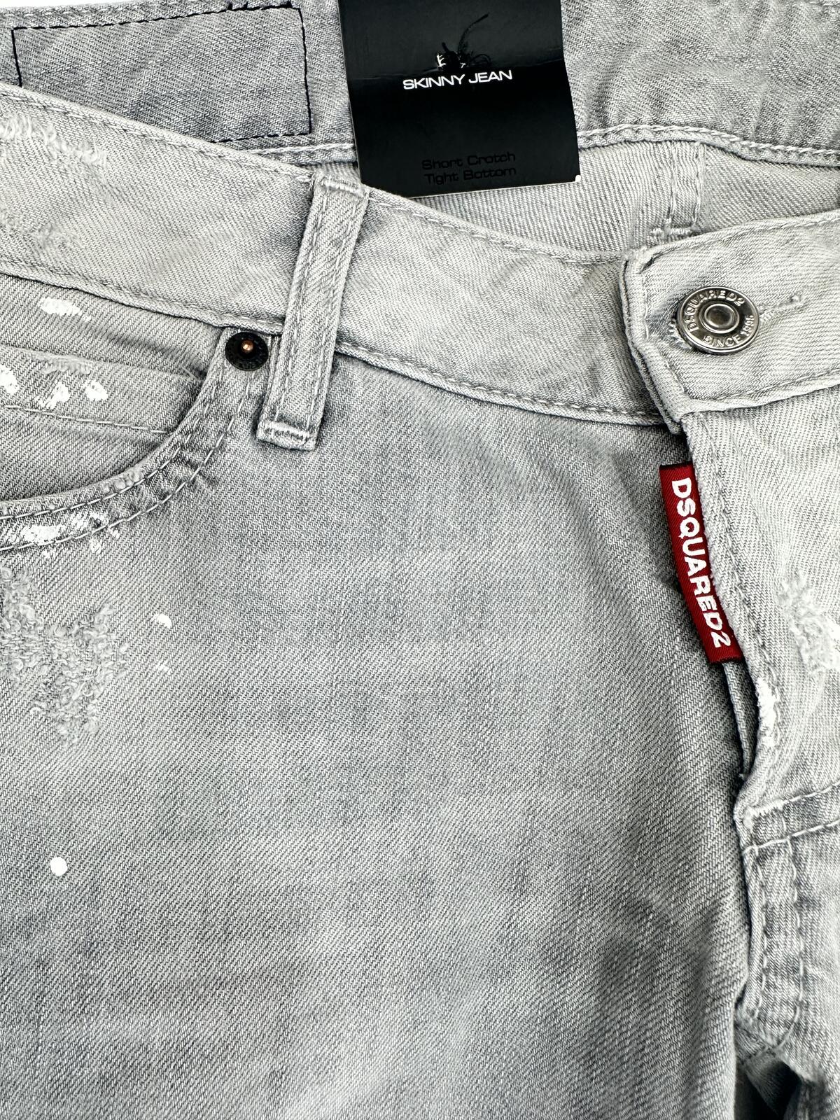 Dsquared2 Dsquared2 Hawaiian Grunge Men’s Skinny Jean Grey Paint Splatter IT 42 | NWT - Vestir