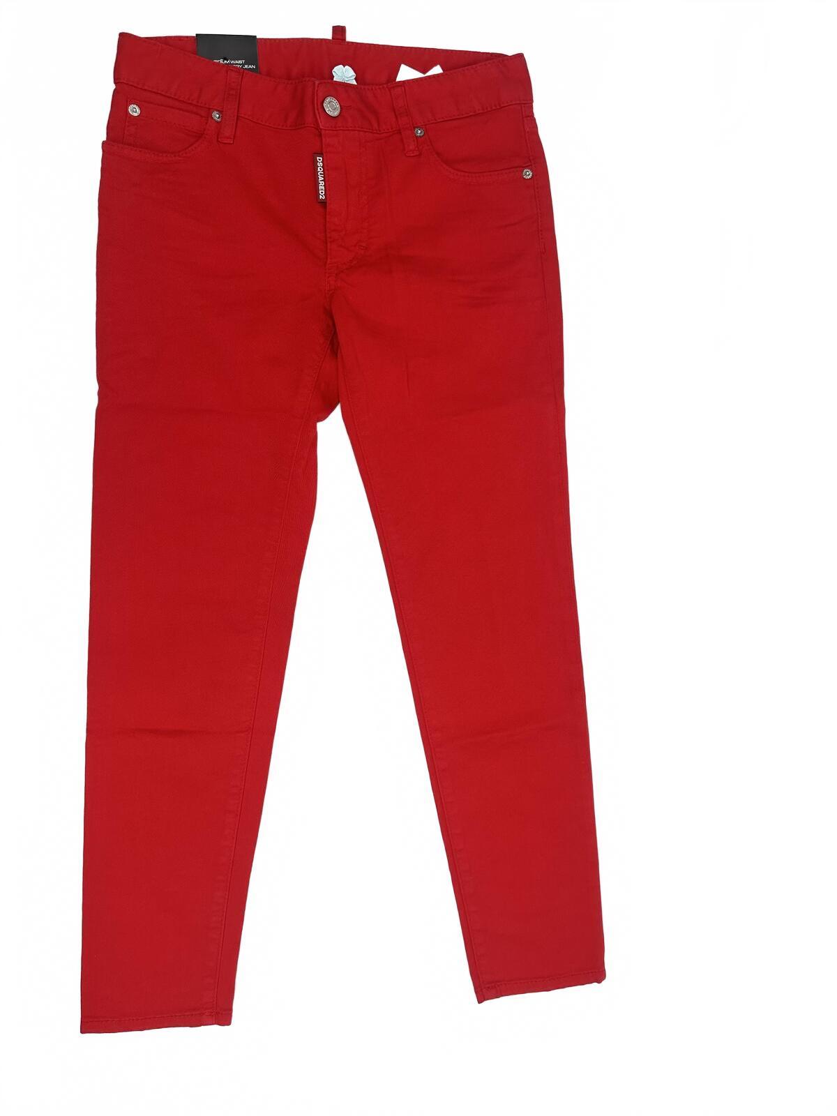 Dsquared2 Dsquared2 Medium Waist Cropped Twiggy Women Jean Red IT38 NWT S75LB0127 - Vestir