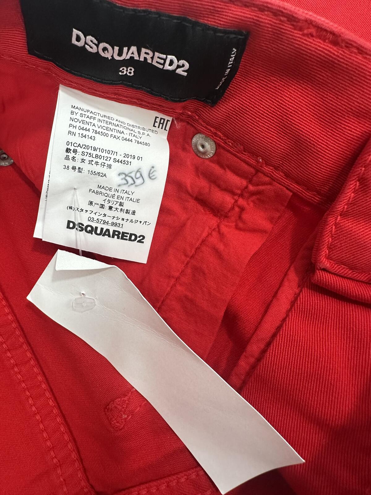 Dsquared2 Dsquared2 Medium Waist Cropped Twiggy Women Jean Red IT38 NWT S75LB0127 - Vestir