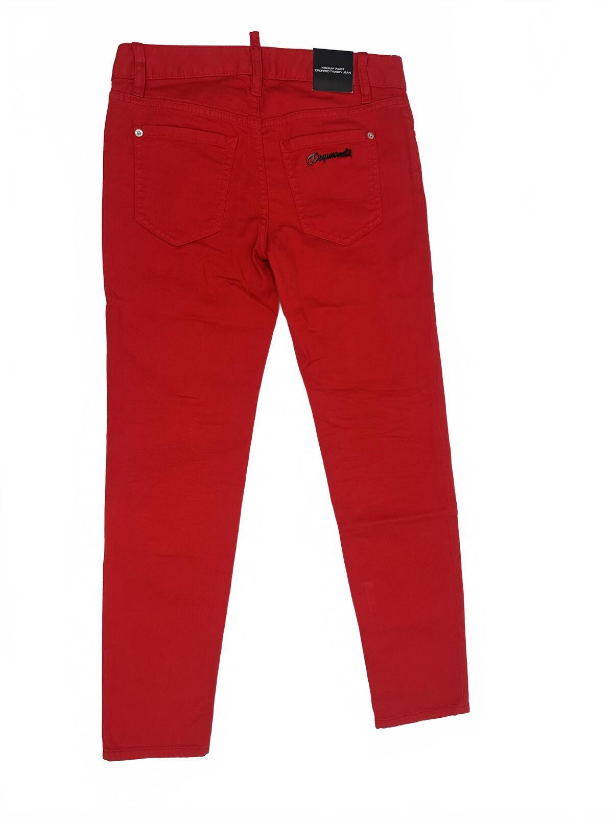 Dsquared2 Dsquared2 Medium Waist Cropped Twiggy Women Jean Red IT38 NWT S75LB0127 - Vestir