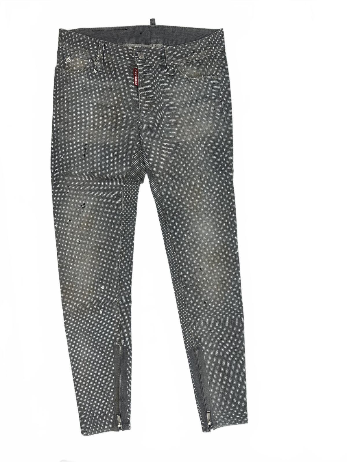 Dsquared2 Dsquared2 Medium Waist Skinny Jean Crystal Embellished Grey IT38 NWT - Vestir
