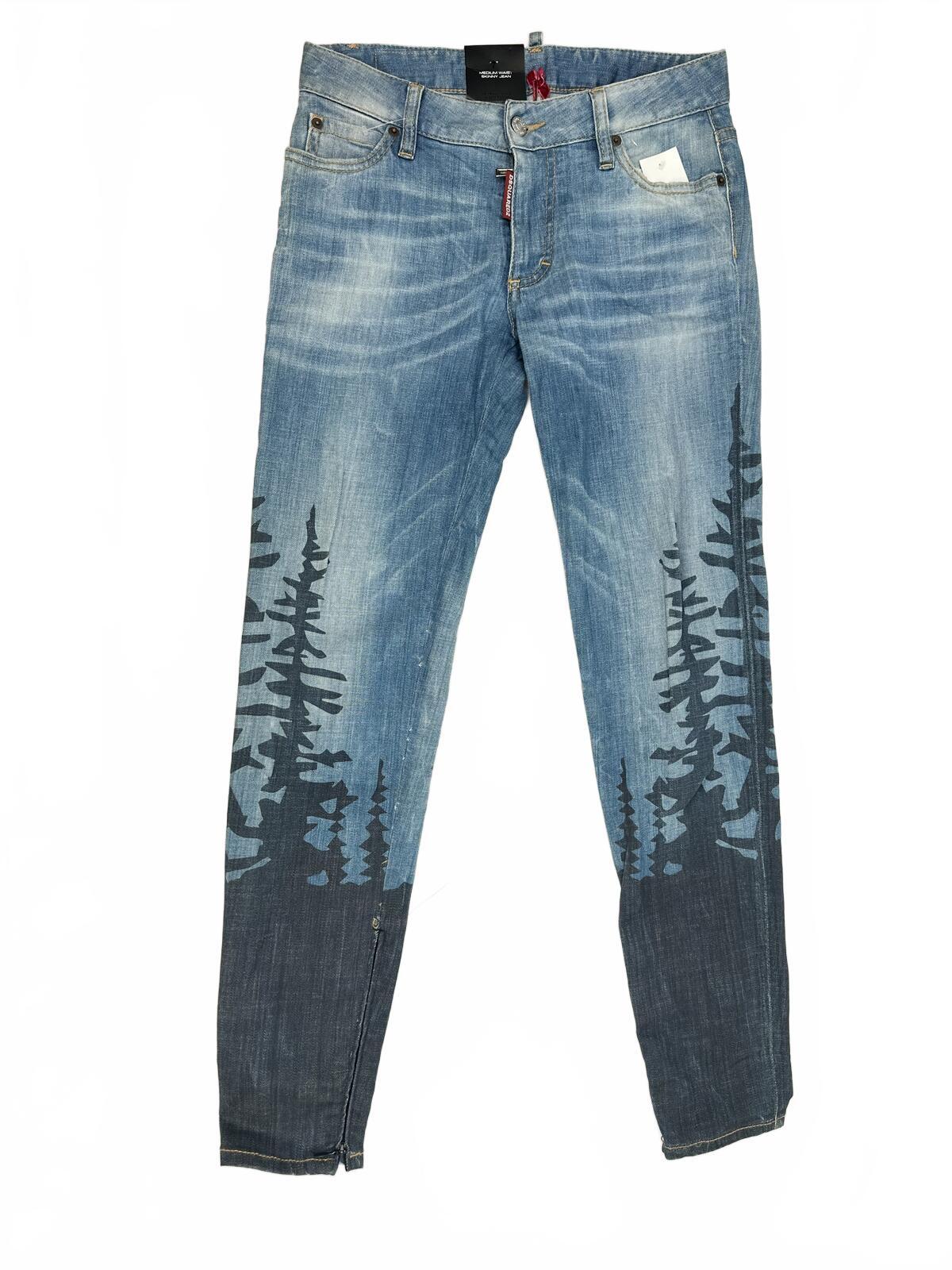 Dsquared2 Dsquared2 Medium Waist Skinny Jean Forest Print Ankle Zip Men IT 38 W28 | NWT - Vestir