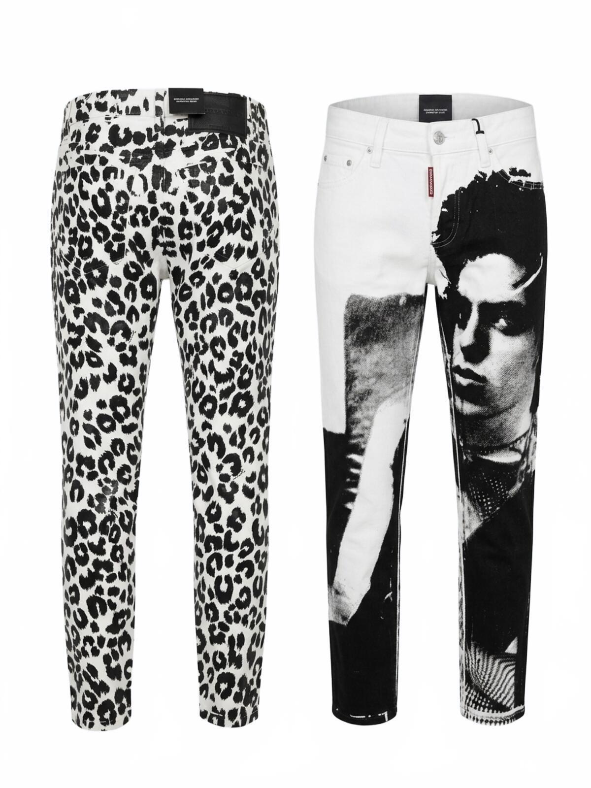 Dsquared2 Dsquared2 Runway Straight Cropped Jean White Leopard Print IT 38 W30 | NWT - Vestir