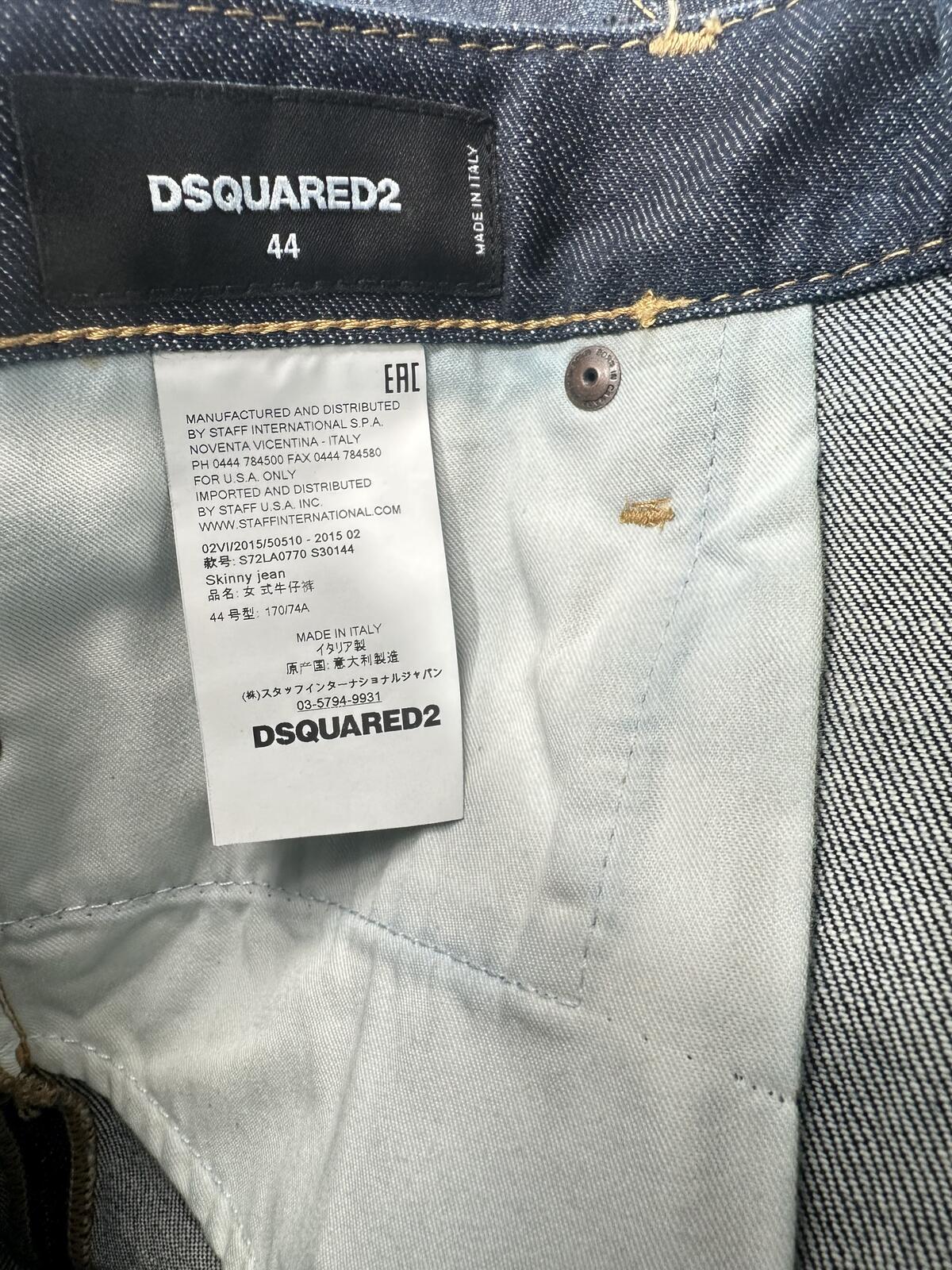 Dsquared2 Dsquared2 Skinny Jean Dark Wash Distressed Ankle Zip Men IT 44 | NWT - Vestir