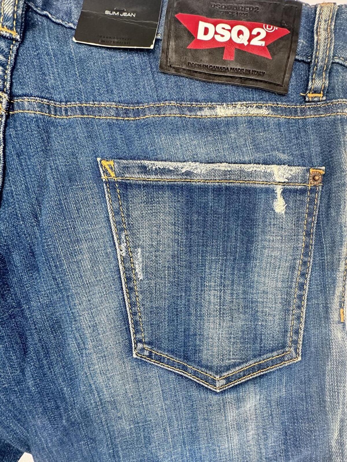 Dsquared2 Dsquared2 Slim Jean Distressed Ruffle Fly Denim IT 48 W33 | NWT - Vestir