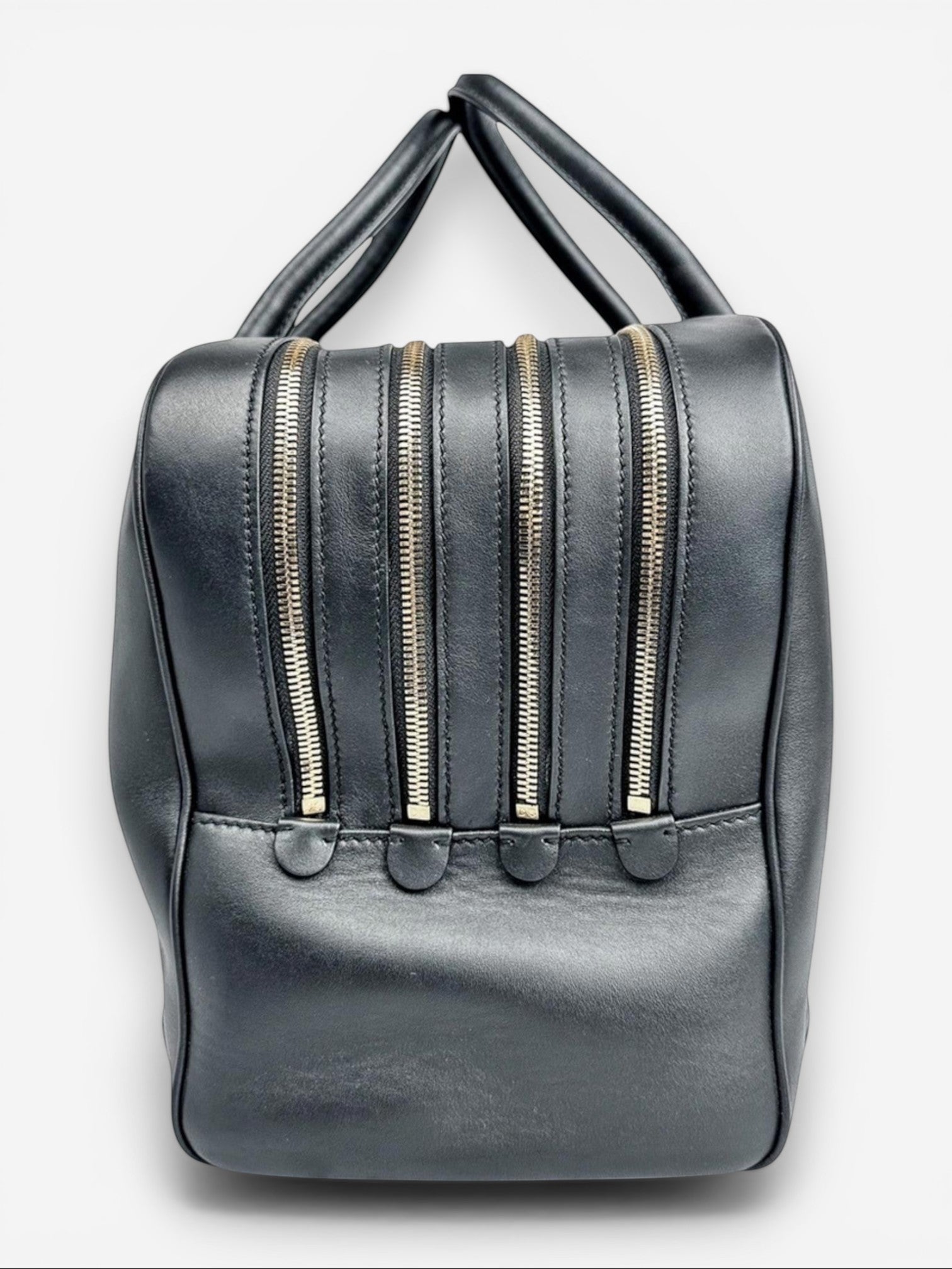Dolce & Gabbana Vitello Aria Black Leather Multi‑Zip Top Handle Bag – New